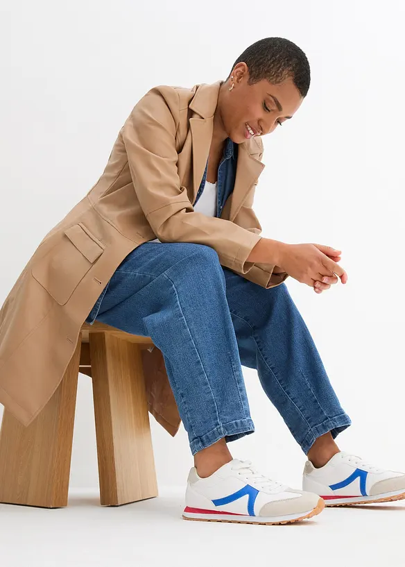 Jean mom, taille haute &eacute;lastiqu&eacute;e, bonprix