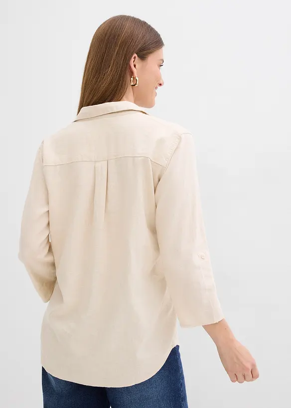 Leinen-Bluse, 3/4-Arm, bonprix