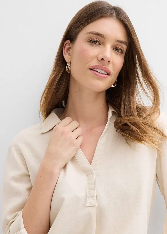 Leinen-Bluse, 3/4-Arm, bonprix