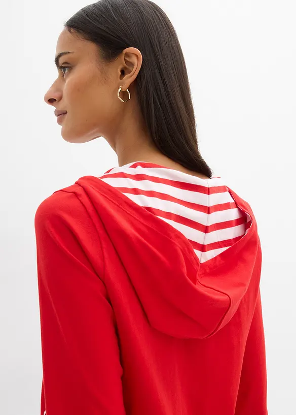 Kapuzen-Shirt, 3/4-Arm aus reiner Baumwolle, bonprix