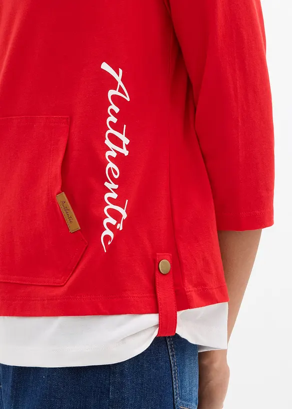 Kapuzen-Shirt, 3/4-Arm aus reiner Baumwolle, bonprix