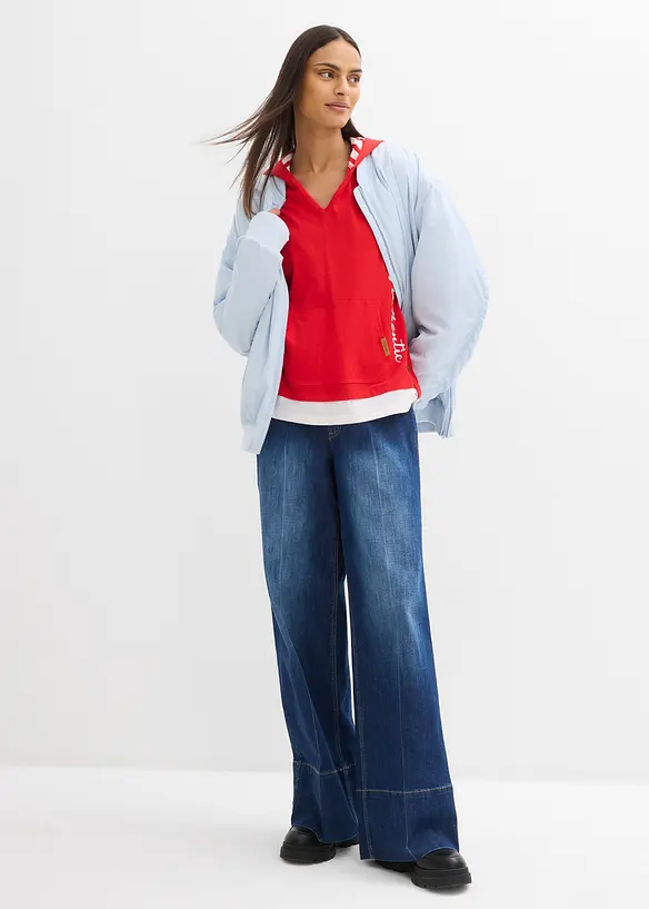 Kapuzen-Shirt, 3/4-Arm aus reiner Baumwolle, bonprix