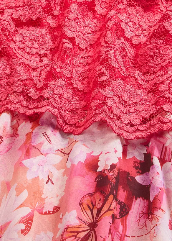 Robe en mousseline avec dentelle, bonprix