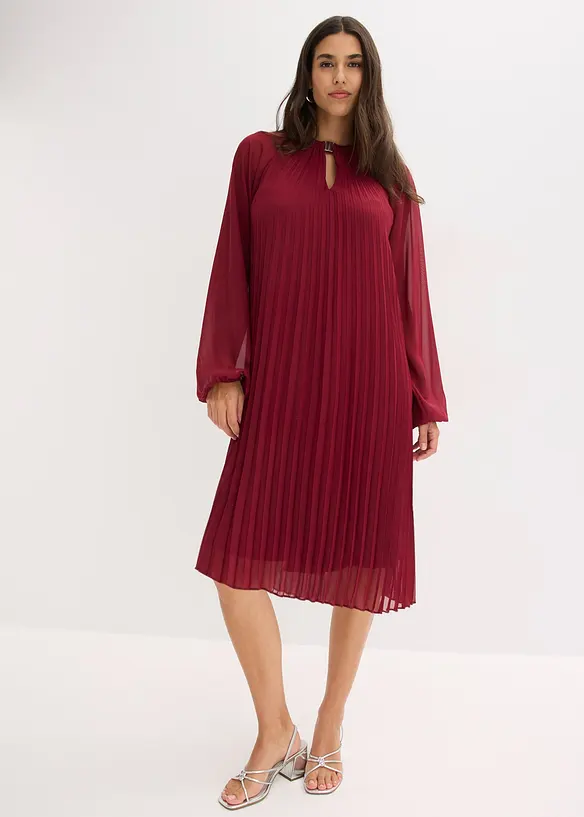 Robe courte pliss&eacute;e en mousseline, bonprix