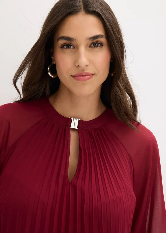 Robe courte pliss&eacute;e en mousseline, bonprix