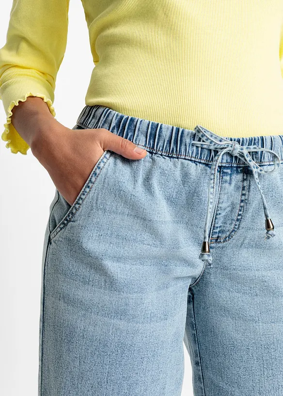 Jean barrel taille mi-haute &eacute;lastiqu&eacute;e, bonprix