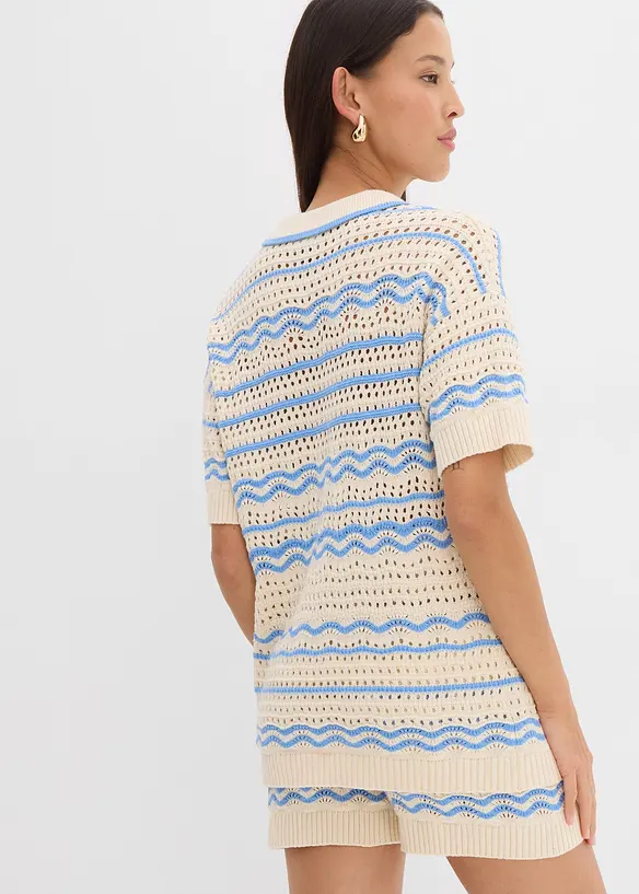 T-shirt oversize en maille l&eacute;g&egrave;re coton et lin, bonprix