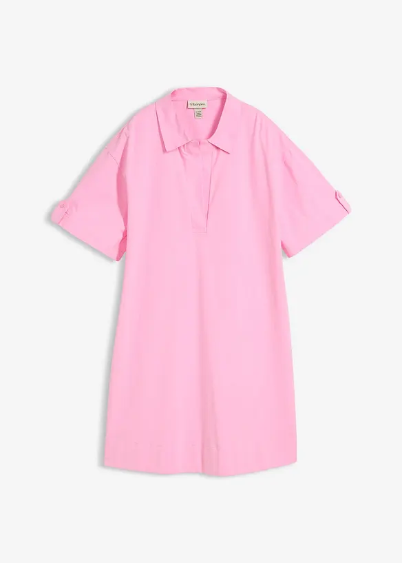 Hemdblusenkleid aus elastischem Bio-Baumwoll-Mix, bonprix
