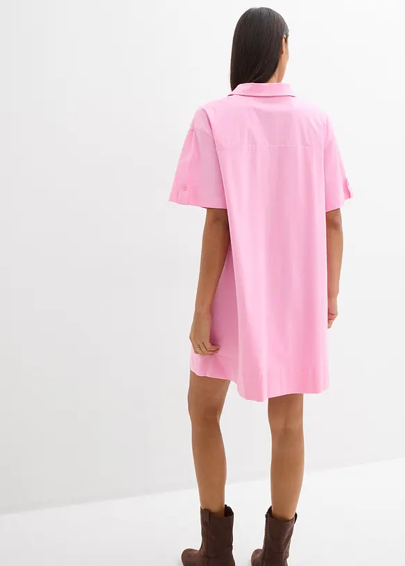 Hemdblusenkleid aus elastischem Bio-Baumwoll-Mix, bonprix