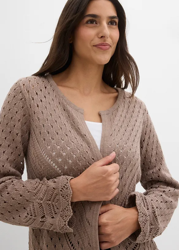 Cardigan ajour&eacute; 100% coton, bonprix