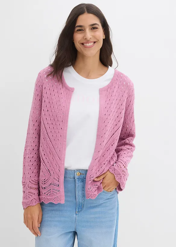 Ajour-Strickjacke aus reiner Baumwolle, bonprix