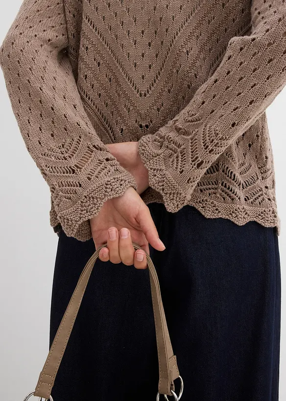 Cardigan ajour&eacute; 100% coton, bonprix