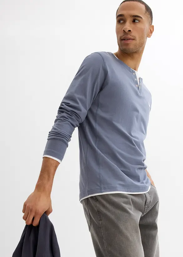 2 in 1 Langarmshirt (2er Pack), bonprix