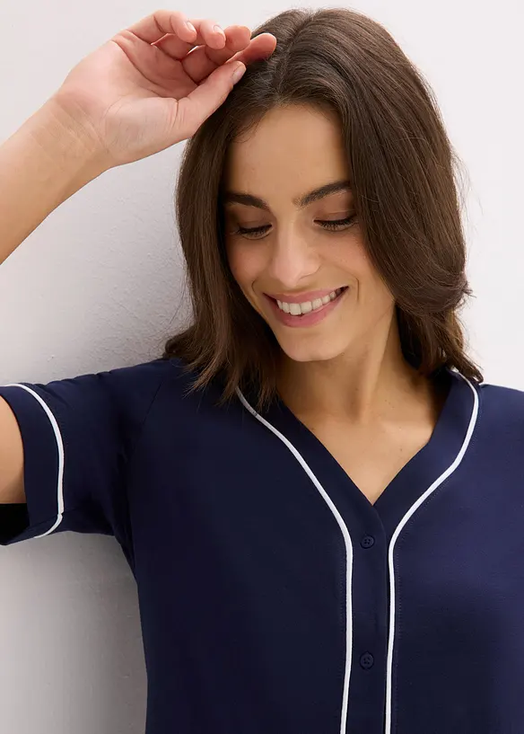 Kurzes Nachthemd aus reiner Baumwolle mit Knopfleiste, bonprix