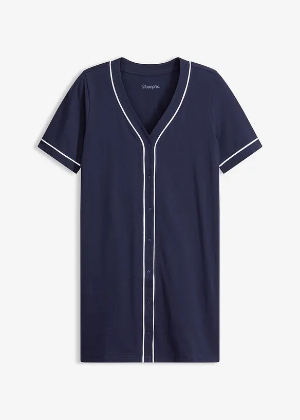 Kurzes Nachthemd aus reiner Baumwolle mit Knopfleiste, bonprix