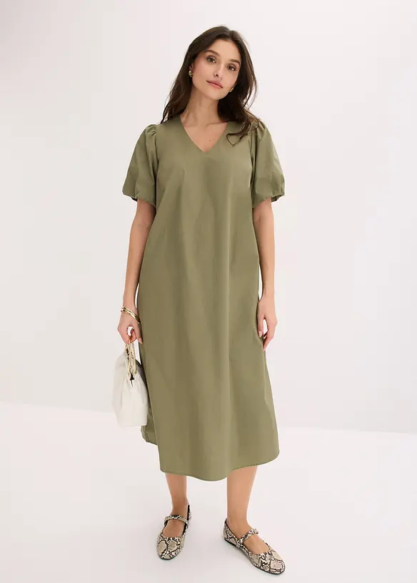 Robe midi tiss&eacute;e en coton, bonprix