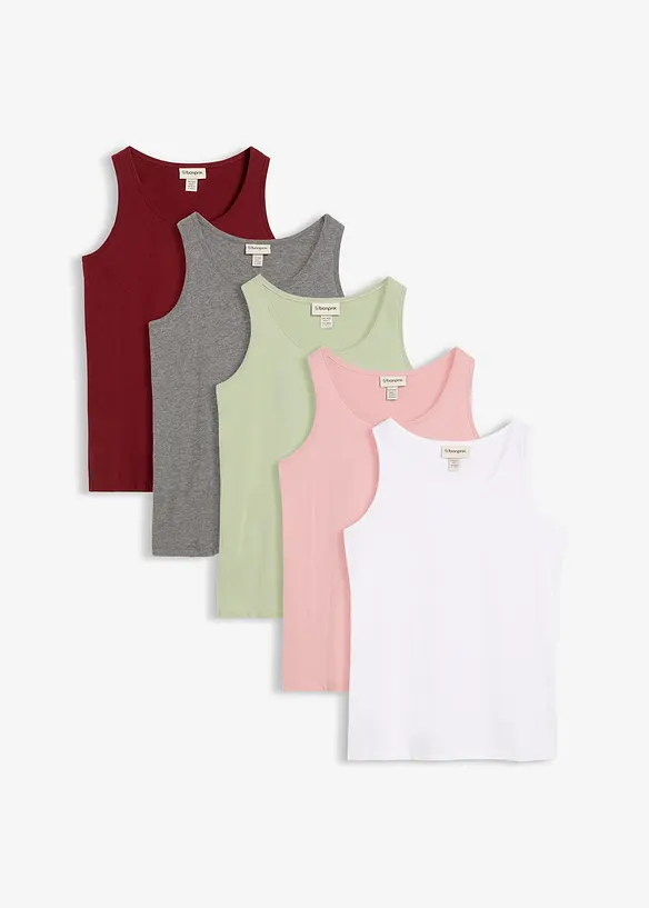 Long-Top aus reiner Baumwolle (5er Pack), bonprix