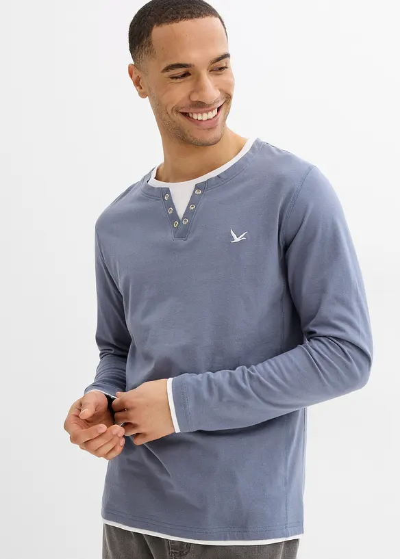 2 in 1 Langarmshirt (2er Pack), bonprix