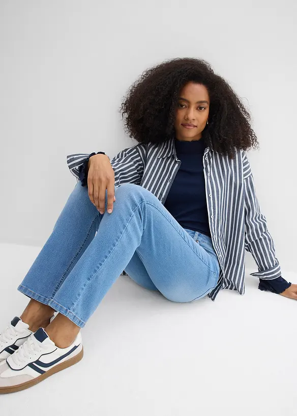 Jean droit taille mi-haute, extensible, bonprix