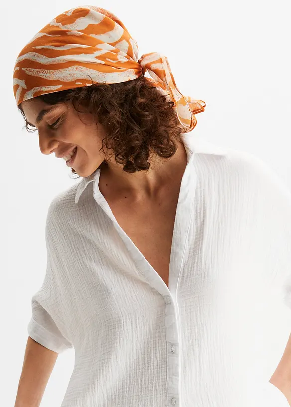 Chemisier long, oversize et doux en gaze de coton, bonprix