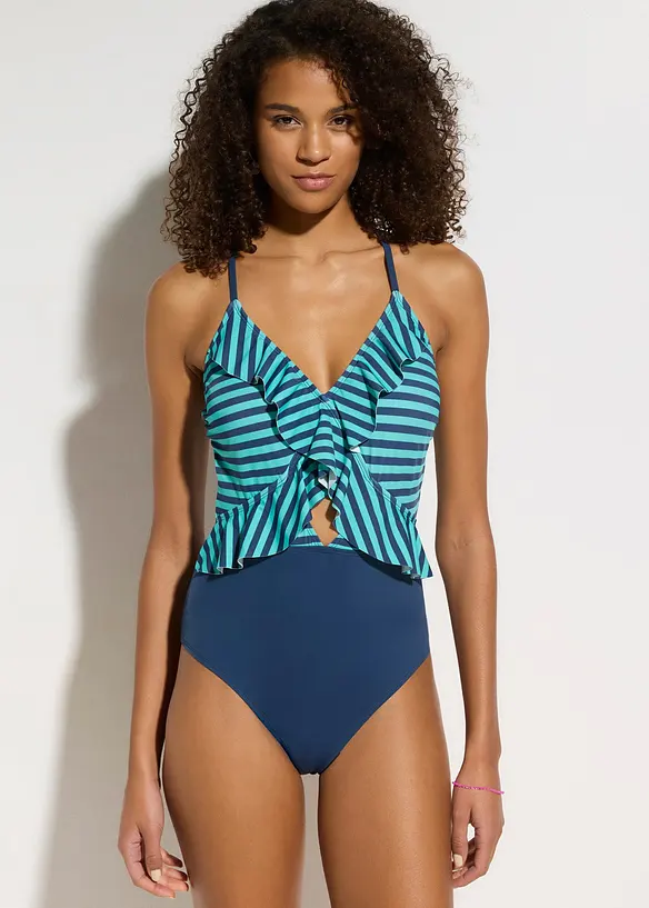 Maillot 1 pi&egrave;ce &agrave; volants, bonprix