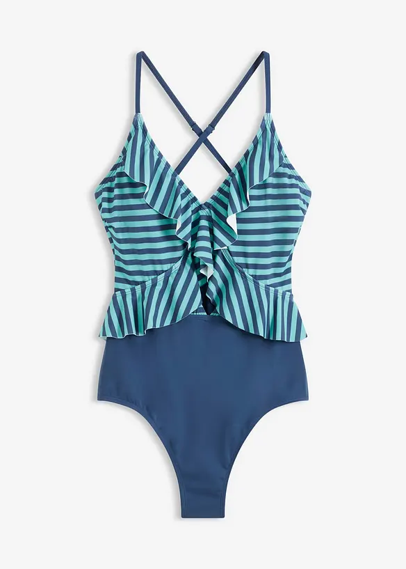 Maillot 1 pi&egrave;ce &agrave; volants, bonprix