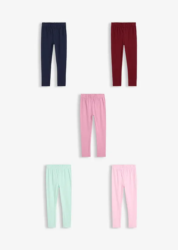 Lot de 5 leggings en coton extensible, bonprix
