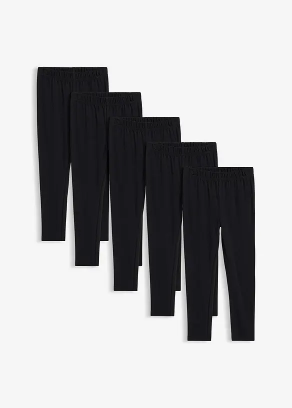 Lot de 5 leggings en coton extensible, bonprix