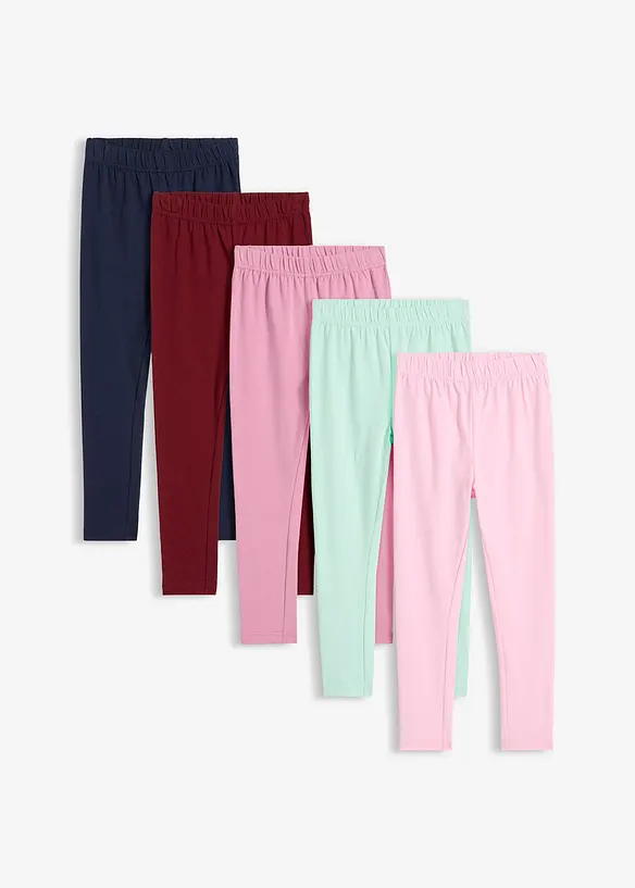 Lot de 5 leggings en coton extensible, bonprix