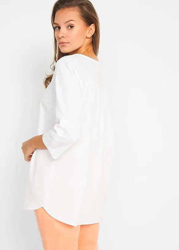 Bluse mit Leinen, 3/4 Arm, bonprix