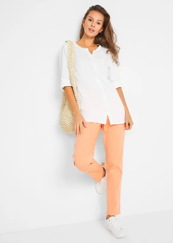 Bluse mit Leinen, 3/4 Arm, bonprix