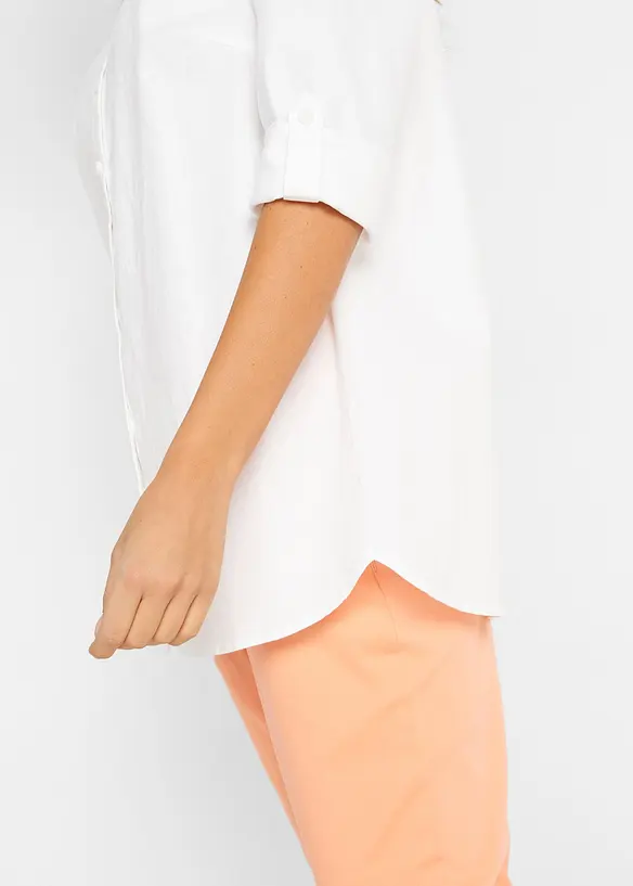 Bluse mit Leinen, 3/4 Arm, bonprix