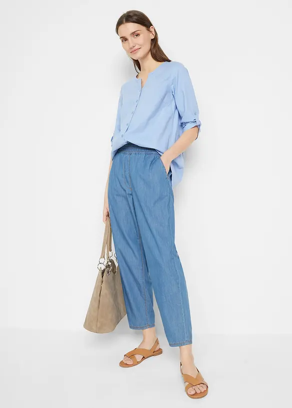 Bluse mit Leinen, 3/4 Arm, bonprix