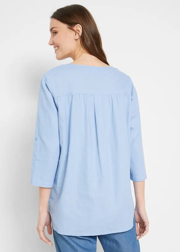 Bluse mit Leinen, 3/4 Arm, bonprix