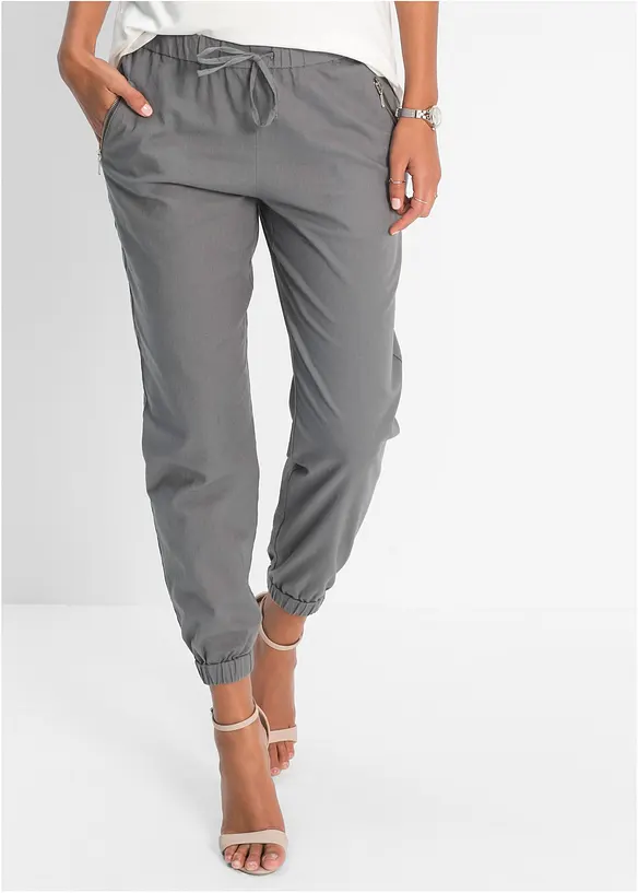 Pantalon 7/8 l&eacute;ger en lin et coton, bonprix
