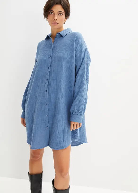 Chemisier long oversize en gaze de coton, bonprix