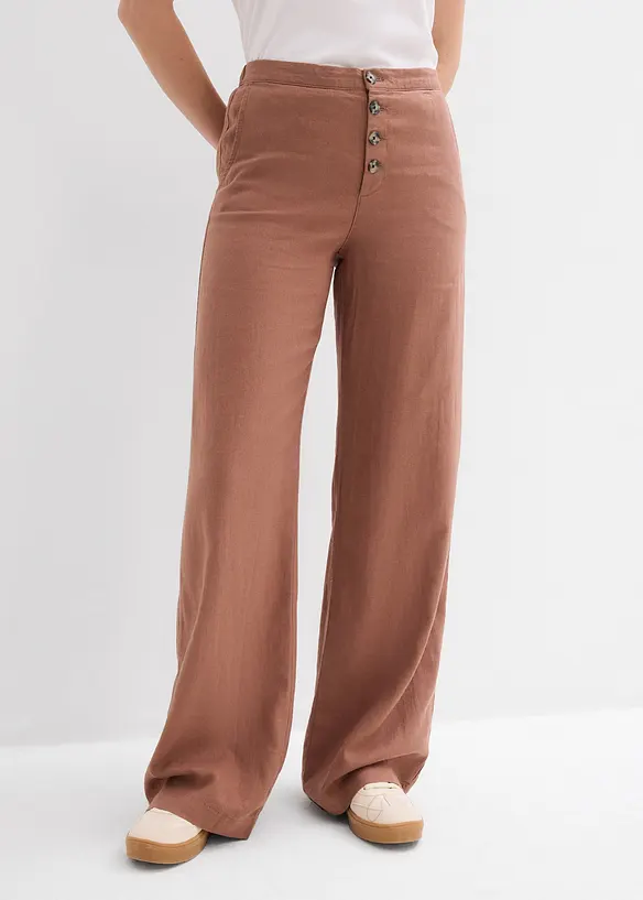 Pantalon palazzo en lin m&eacute;lang&eacute;, bonprix