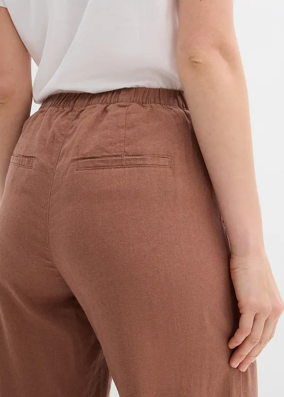 Pantalon palazzo en lin m&eacute;lang&eacute;, bonprix