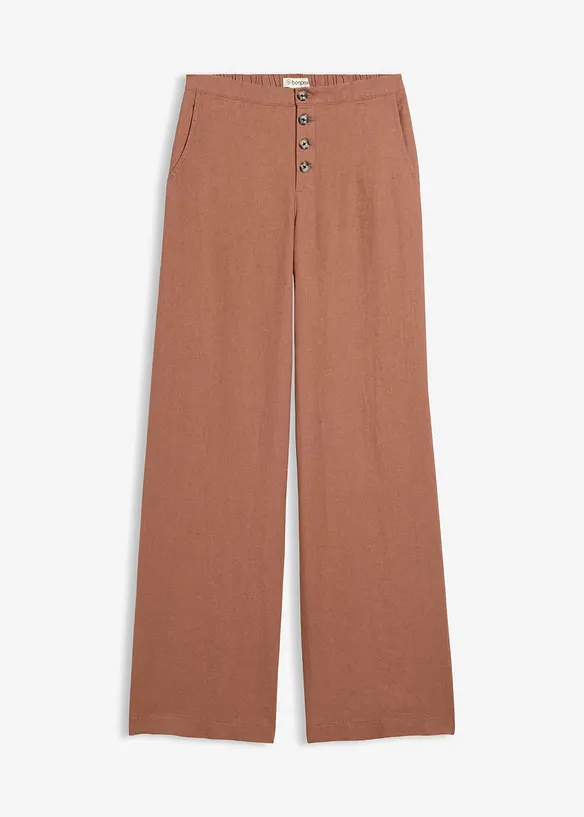 Pantalon palazzo en lin m&eacute;lang&eacute;, bonprix