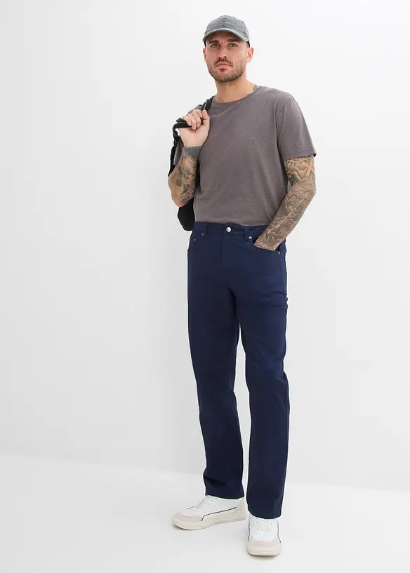 Pantalon loose et extensible &agrave; taille &eacute;lastiqu&eacute;e, droit, bonprix