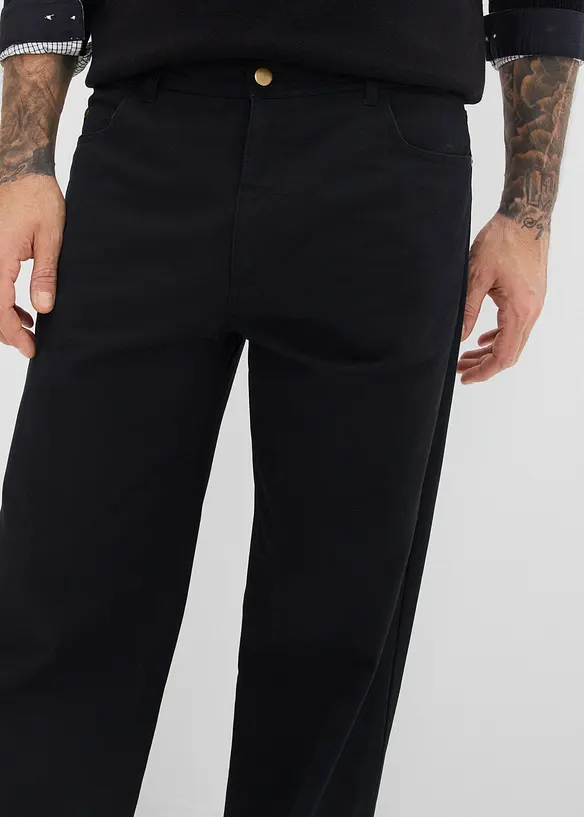 Loose Fit Twillhose mit Dehnbund, Straight, bonprix