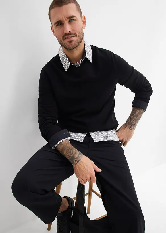 Loose Fit Twillhose mit Dehnbund, Straight, bonprix