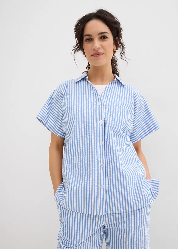 Chemisier manches courtes en seersucker, bonprix