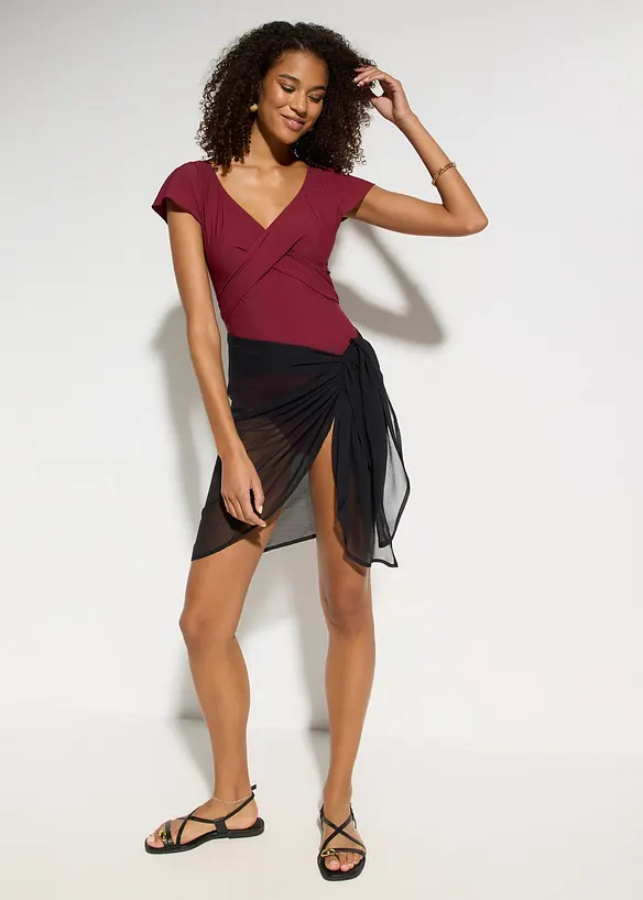 Maillot 1 pi&egrave;ce sculptant style crois&eacute;, maintien l&eacute;ger, bonprix