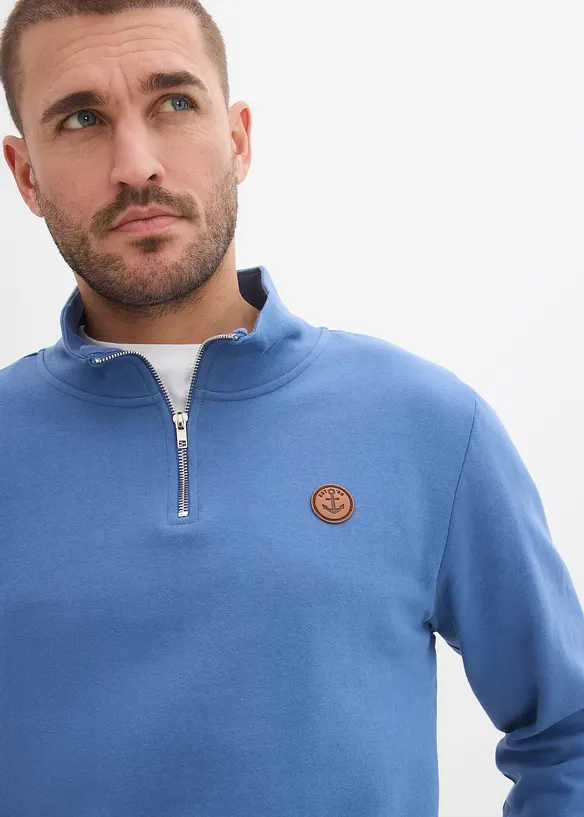 Sweat &agrave; col zipp&eacute; 100% coton, bonprix