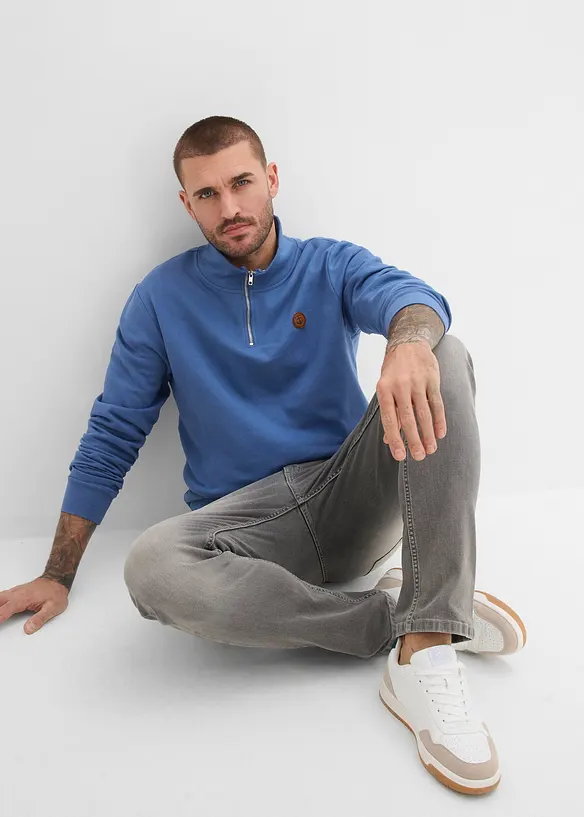 Sweat &agrave; col zipp&eacute; 100% coton, bonprix