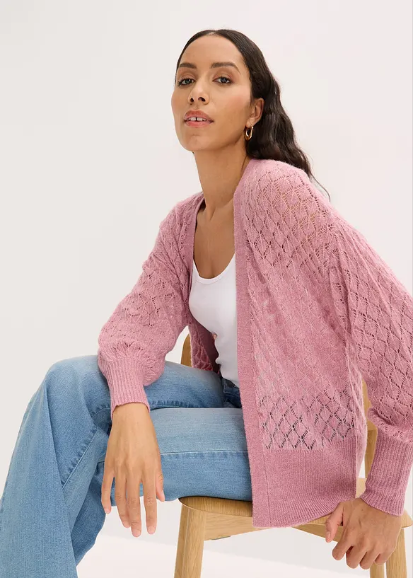 Gilet en maille ajour&eacute;e, bonprix