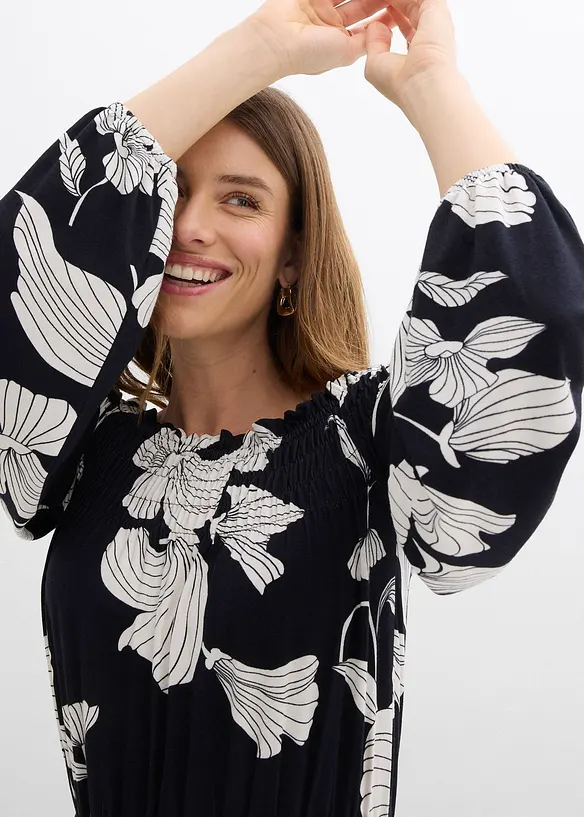 Robe &agrave; col Bardot en jersey viscose, bonprix