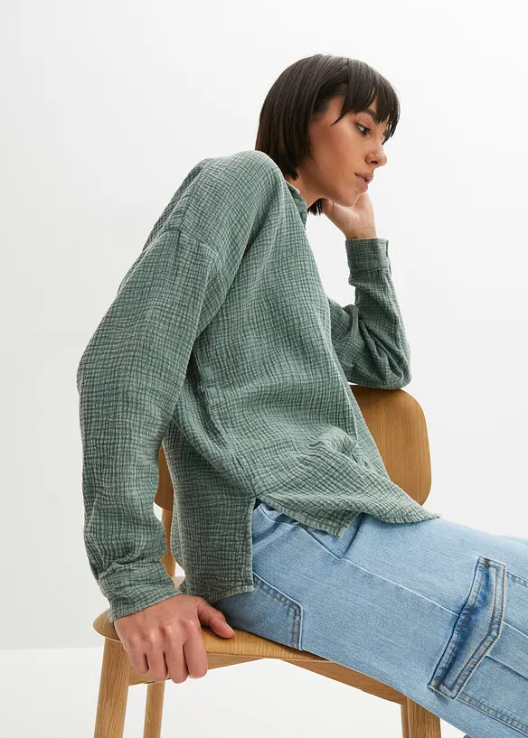 Weite Bluse in Used Optik, bonprix