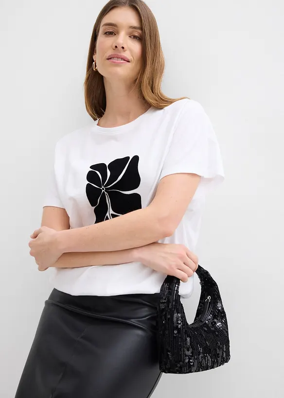 T-shirt en coton &agrave; base smock&eacute;e, bonprix